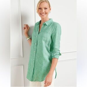 Talbots Green Striped Button Down Shirt